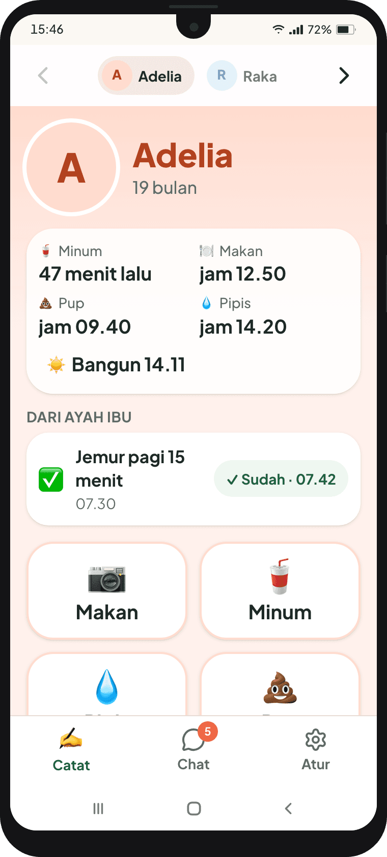 Mbak Sri mencatat di HP Android-nya