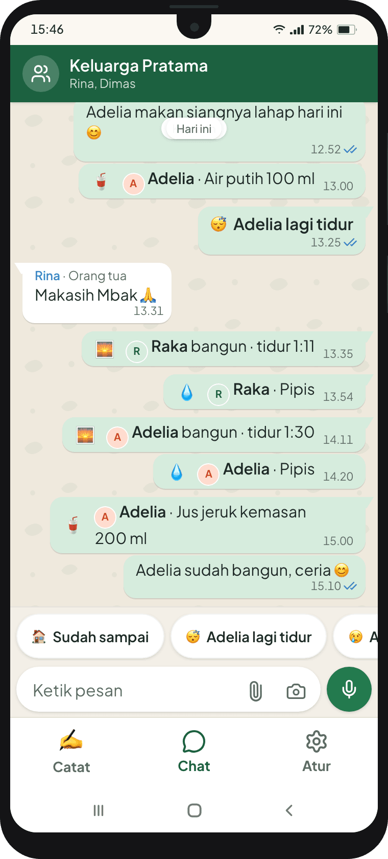 Aplikasi pengasuh di HP Android Mbak Sri